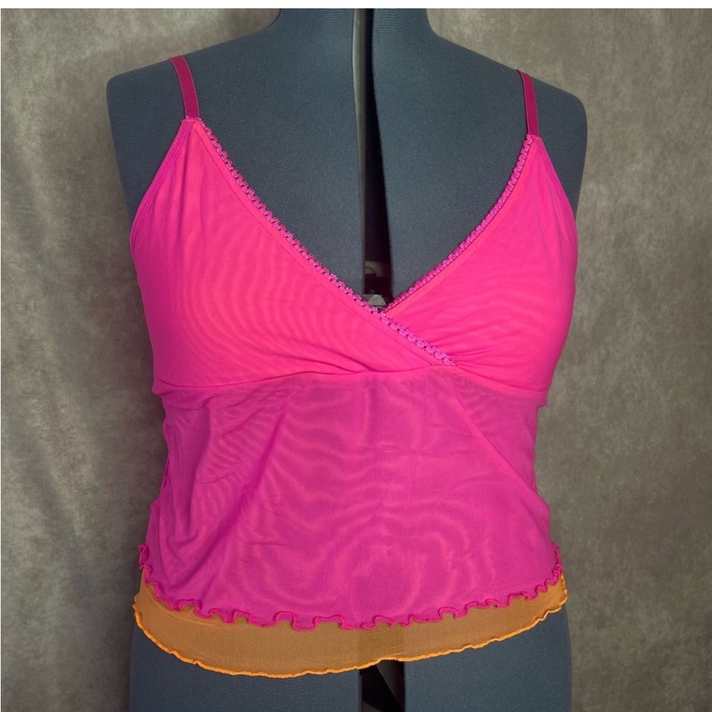 Dolls Kill X Current Mood "Real Atomic Fairy" Neon Pink Mesh Cami NEW